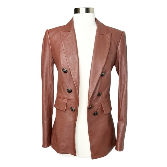 VERONICA BEARD Gaya Leather Dickey Blazer Jacket | 0 Rust $1395 New with Tags - Picture 8 of 16